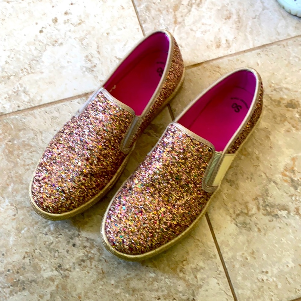 Girls memory foam slip on glitter sneaker